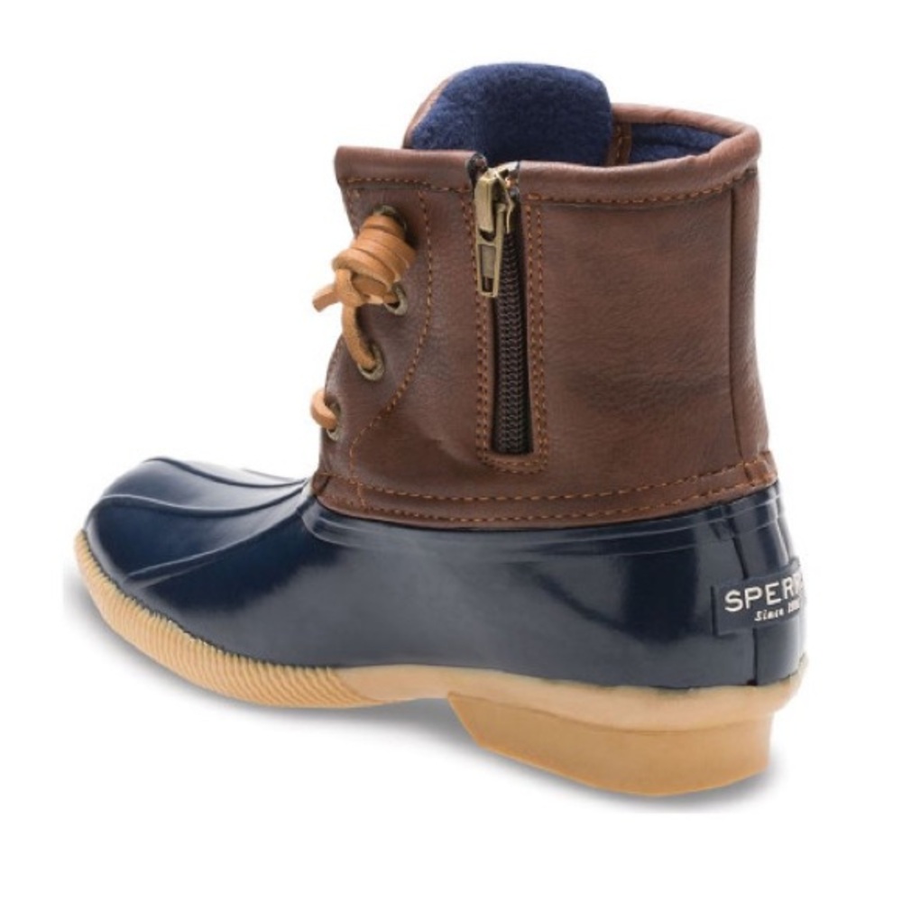 Sperry Brown Leather and Navy Rubber Ankle Duck Boot